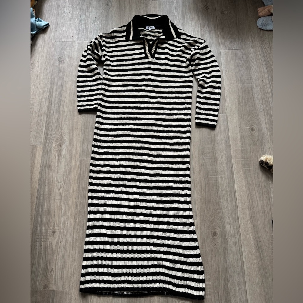 525 America Raya Striped Polo Sweater Dress - Picture 3 of 8